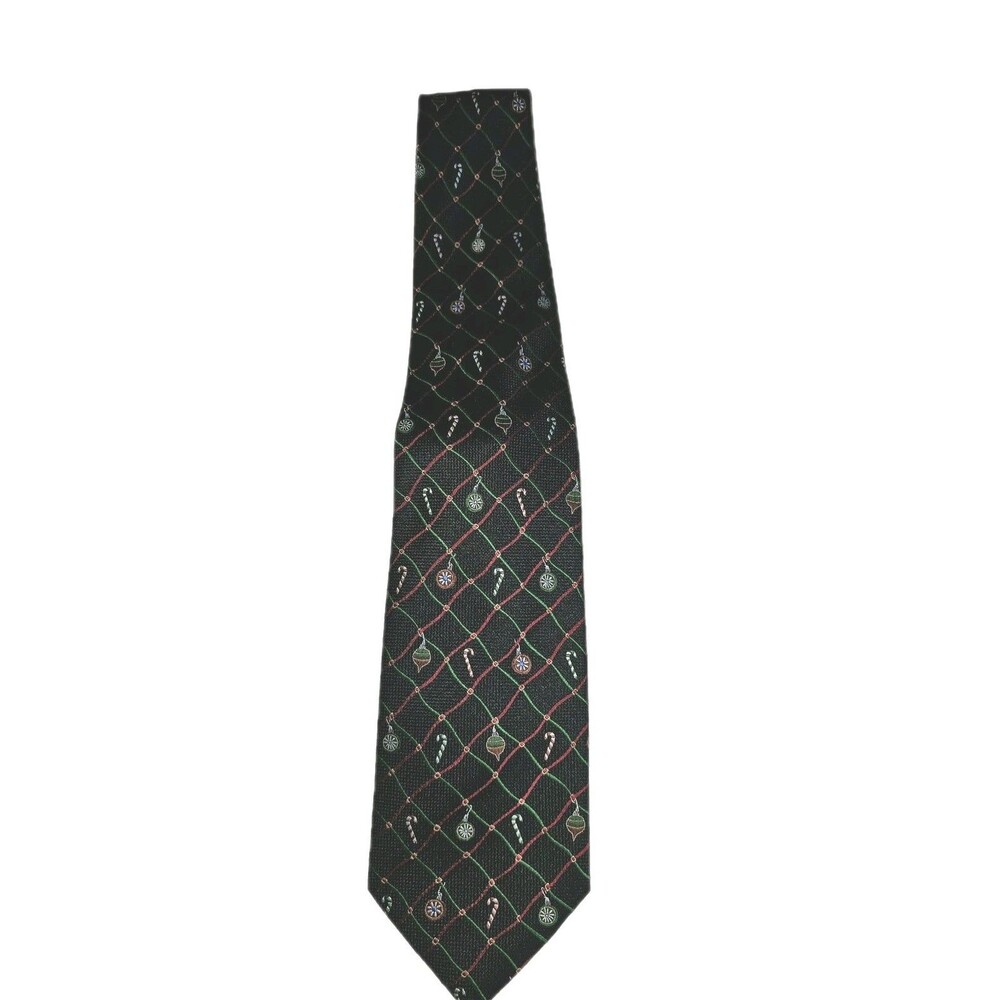 Holiday Traditions Men's Novelty Silk Tie 58.5" X 4" Trees Ornaments Candy Canes